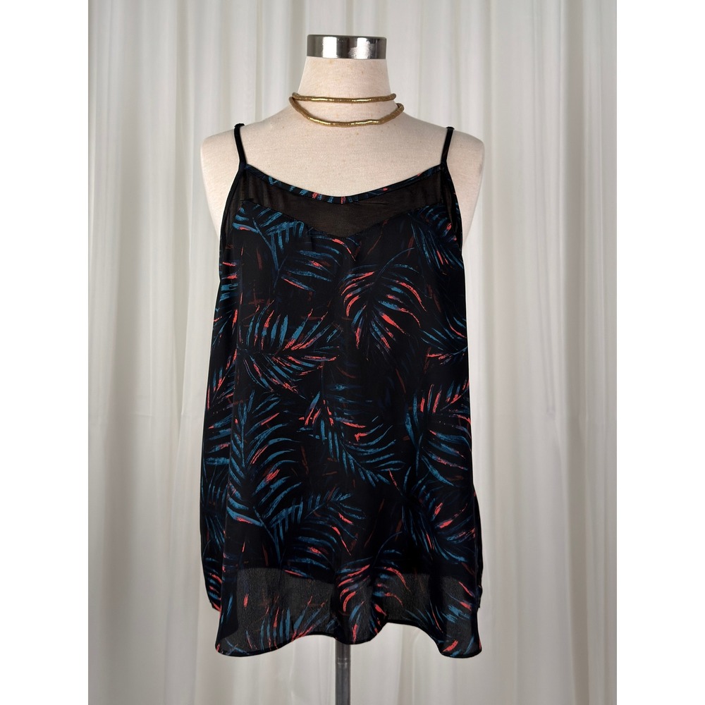 Carmen Marc Valvo‎ tropical palm leaf print tank top large